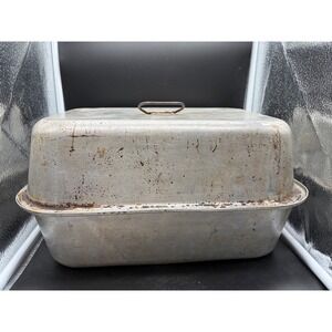 Vintage Wear-Ever Aluminum Roasting Pan High Dome Lid Vent Rack No 2625
